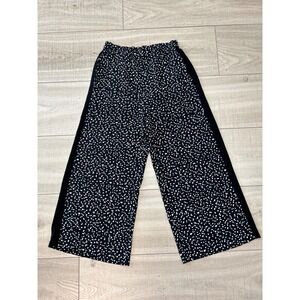 Bebe Black White Polka Dot Wide Leg Side Stripe Culotte Pants XS